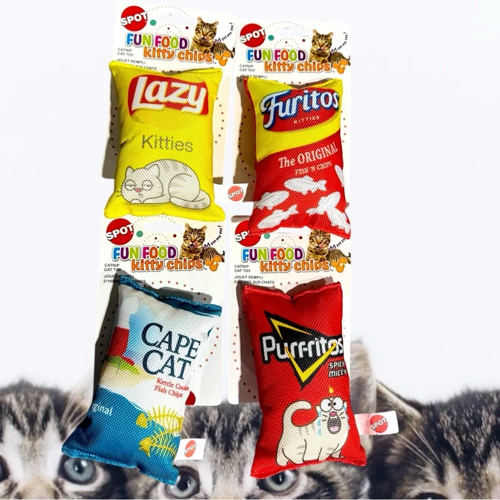 Lays Doritos Cape Cod Fritos kitty catnip toy chips bundle 4 total funny new